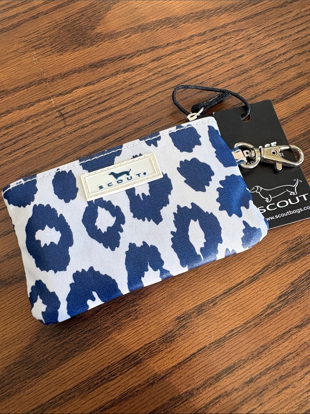 Scout Navy and White Leopard Print Card Holder